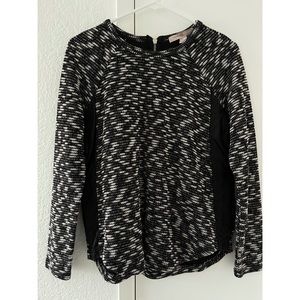 Black and White Sweater with Faux Leather Sides